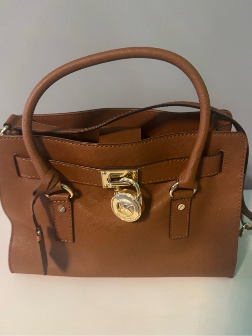 Michael Kors Brown Saffiano Satchel with Gold Hardware - Picture 4 of 13